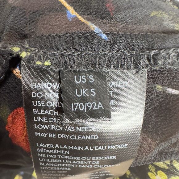 Anthropologie Jamison Tunic Top Small Black Floral Ruffle Semi Sheer Boho - Picture 7 of 12